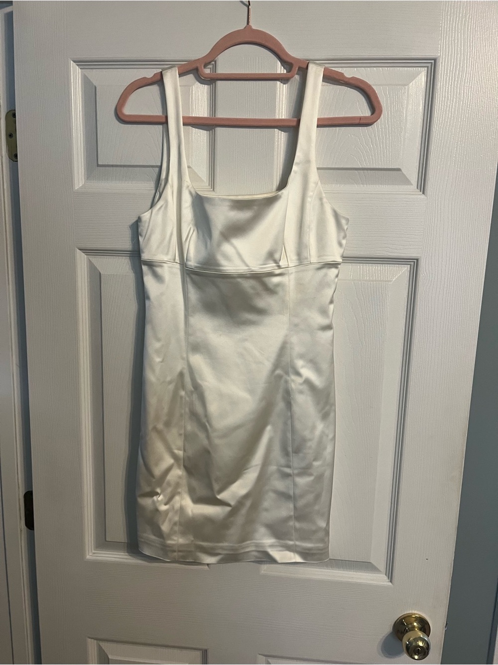 Satin White Square-Neck Mini Dress Artizia